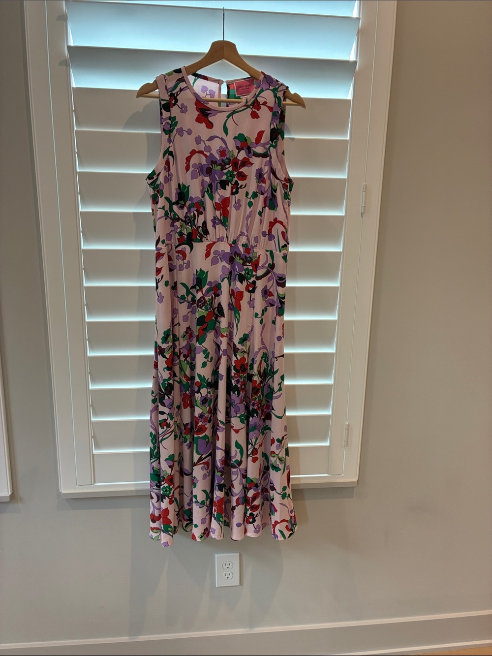 Kate Spade Floral Sleeveless Midi Dress in Light Pink